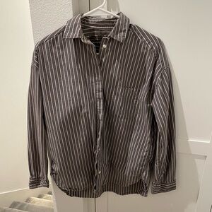 Muji shirt women grey and white